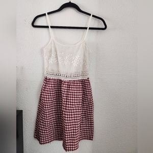 Plaid red and white dress